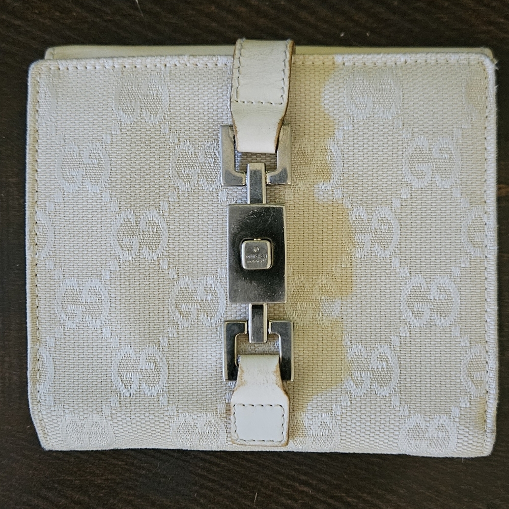 GUCCI Vintage Wallet Cream/Off White Authentic